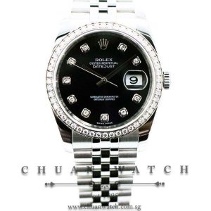 Rolex Gents DateJust 36mm 116244 Black Diamonds - Discontinued