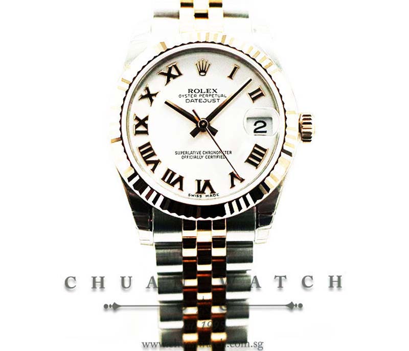 Rolex Boys DateJust Two-Tone 31mm 178271 White Roman - Discontinued