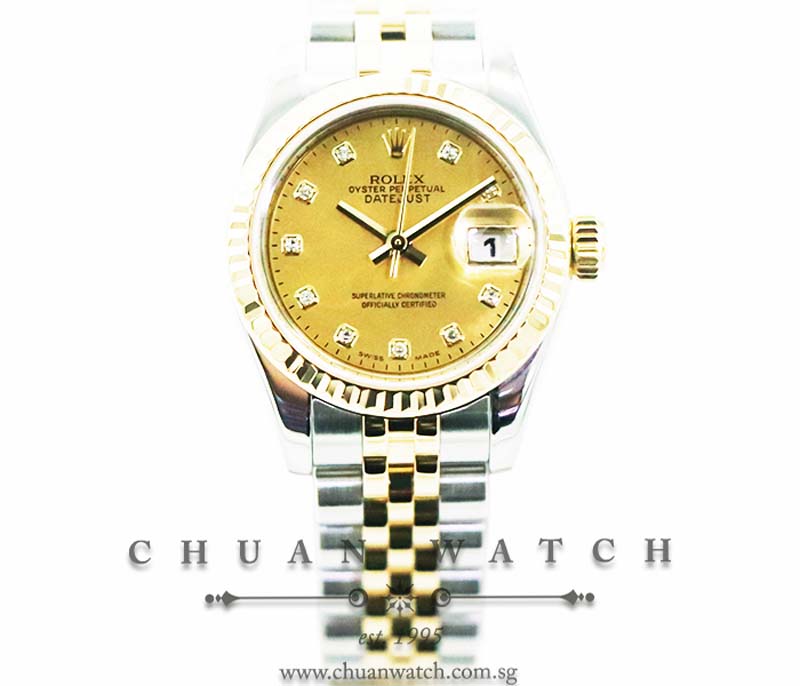 Rolex Ladies DateJust Two-Tone 26mm 179173 Yellow Gold Crystal Diamonds - Discontinued