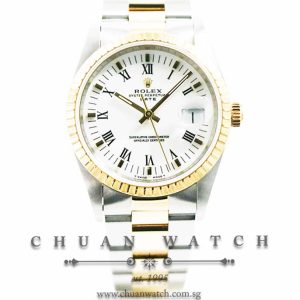 Rolex Oyster Perpetual Date Two-Tone 34mm 15223 White Painted Roman - Discontinued