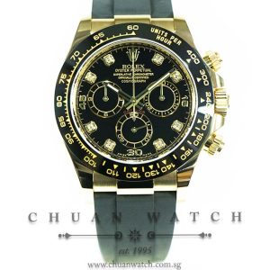Rolex Cosmograph Daytona Yellow Gold Oysterflex 116518LN Black Diamonds - Discontinued