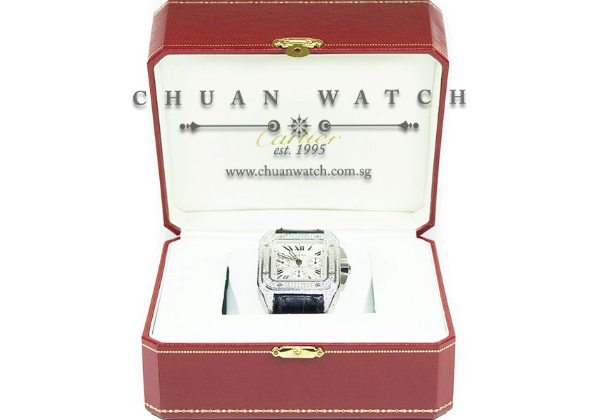 Cartier Santos 100 XL Chronograph Custom-Set Paved Diamonds W20090X8 - Discontinued - Image 3