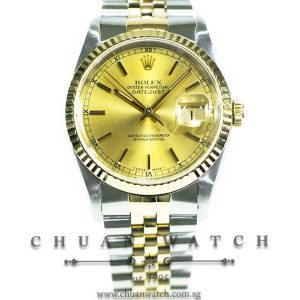 Rolex Gents DateJust Two-Tone 36mm 16233 Champagne Index - Discontinued