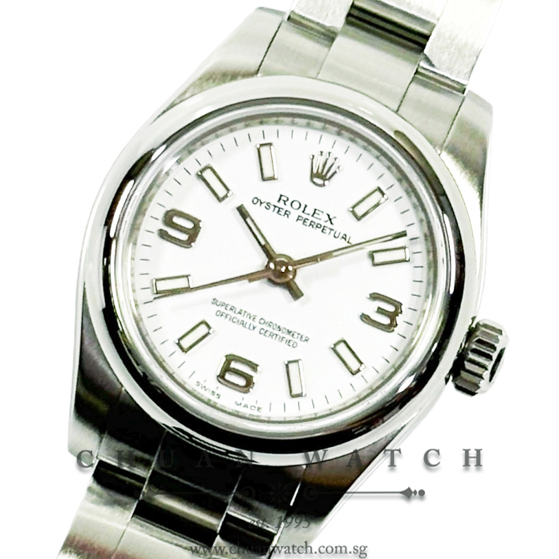 Rolex Ladies' Oyster Perpetual 26mm 176200 White Arabic 3.6.9. - Discontinued