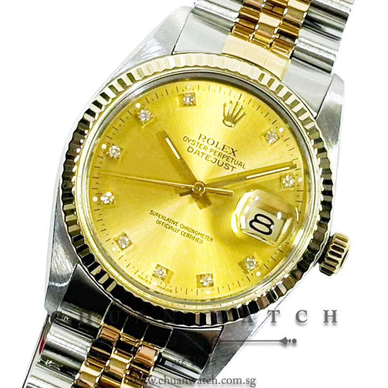 Rolex Vintage Gents' DateJust Two-Tone 36mm 16013 Champagne Diamonds - Discontinued