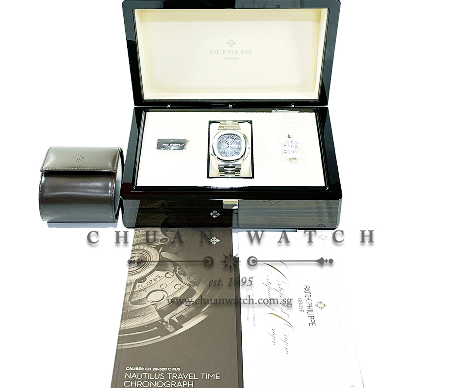 Patek Philippe Nautilus Flyback Chronograph Travel Time Steel 40.5mm 5990/1A-011 Blue - Image 4