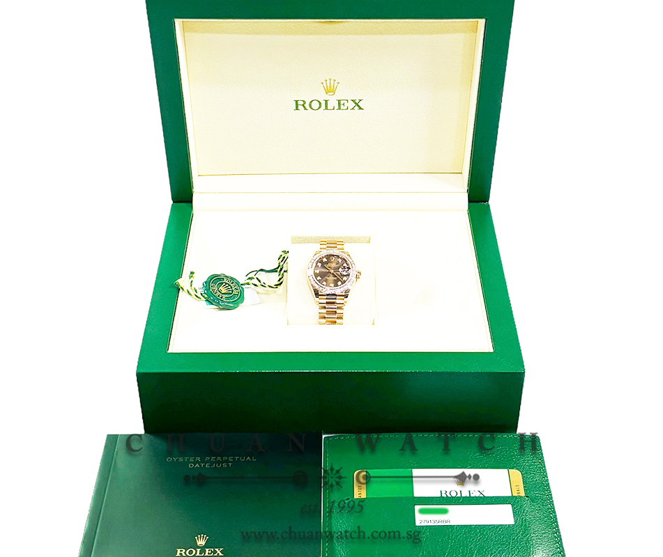 Rolex Lady-DateJust President Everose 28mm 279135RBR Chocolate Diamonds - Image 4