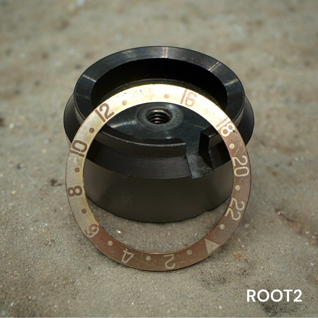 Genuine Rolex Vintage 1675-3 1675-8 16753 16758 GMT Master Root Beer Naturally Faded Copper Back Mid Font Bezel Insert