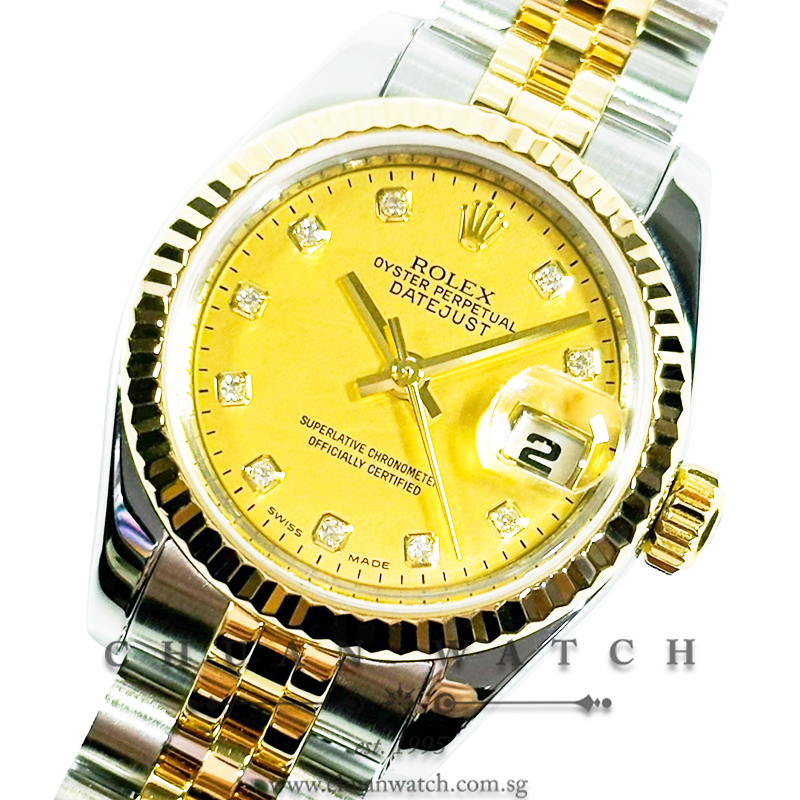 Rolex Ladies' DateJust Two-Tone 26mm 179173 Yellow Gold Crystal Diamonds - Discontinued