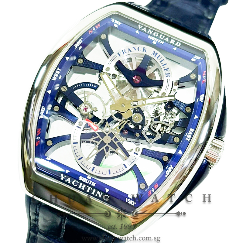 Franck Muller Vanguard Yachting Anchor Skeleton 7-Days Steel Blue V 45 S6 SQT ANC AC BL