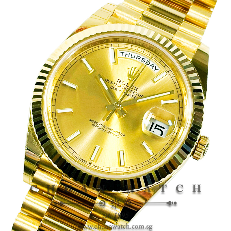 Rolex Day-Date 40 President Yellow Gold 228238 Champagne Index