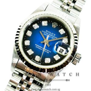 Rolex Ladies' DateJust 26mm 69174 Blue Vignette Diamonds - Discontinued