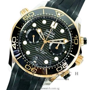 Omega Seamaster Diver 300M Co-Axial Master Chronometer Chronograph Two-Tone 44mm 210.22.44.51.01.001 Black