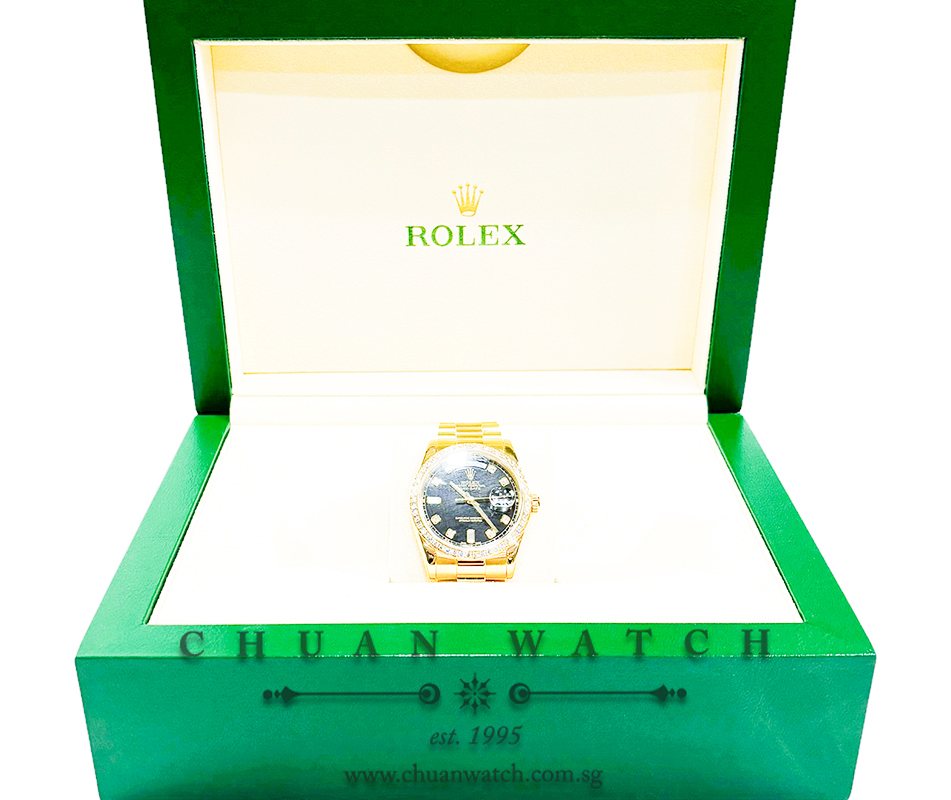 Rolex Day-Date President Yellow Gold 36mm 118348 Black Diamonds - Discontinued - Image 4