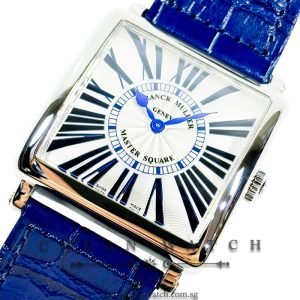 Franck Muller Ladies' Master Square 'Blue Concept' Steel Quartz 6002 M B QZ REL R Silver Relief Roman