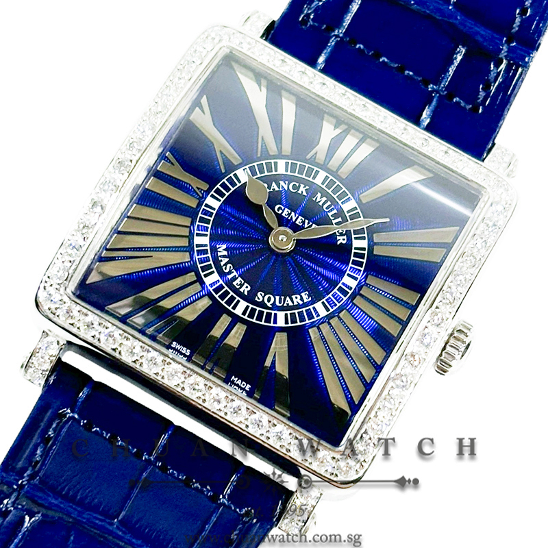 Franck Muller Ladies' Master Square 'Blue Concept' Steel Diamonds Quartz 6002 M B QZ REL R D 1R Blue Relief Roman