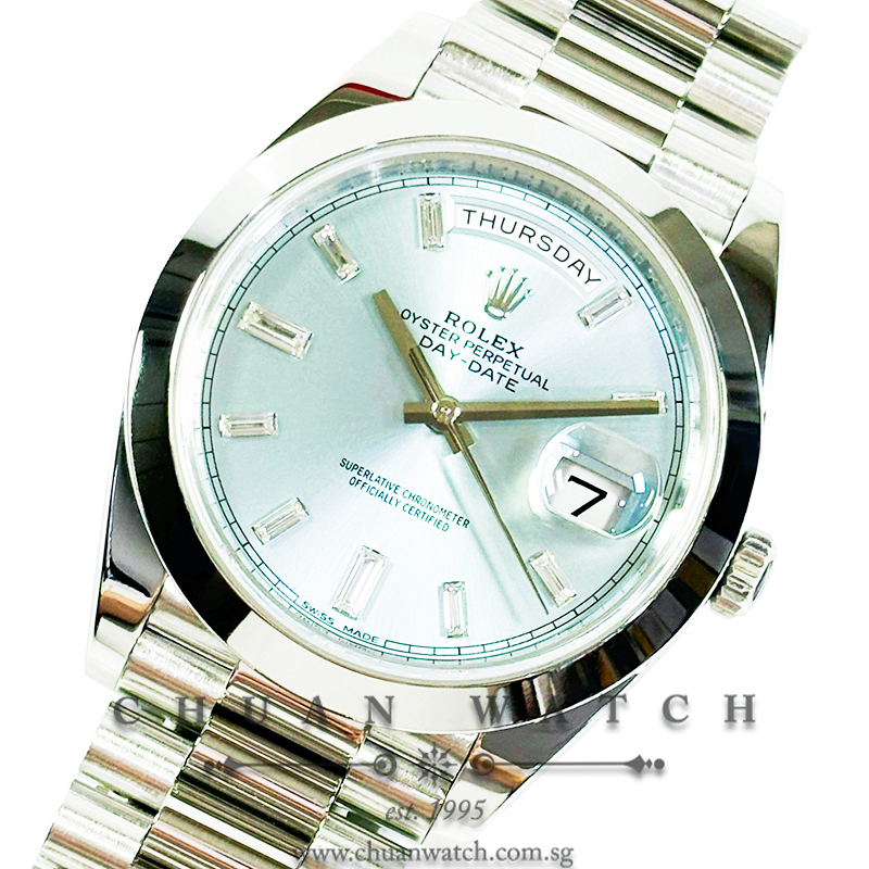 Rolex Day-Date 40 President Platinum 228206 Ice-Blue Diamonds - Discontinued