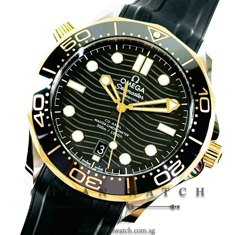 Omega Seamaster Diver 300M Co-Axial Master Chronometer Two-Tone 42mm 210.22.42.20.01.001 Black