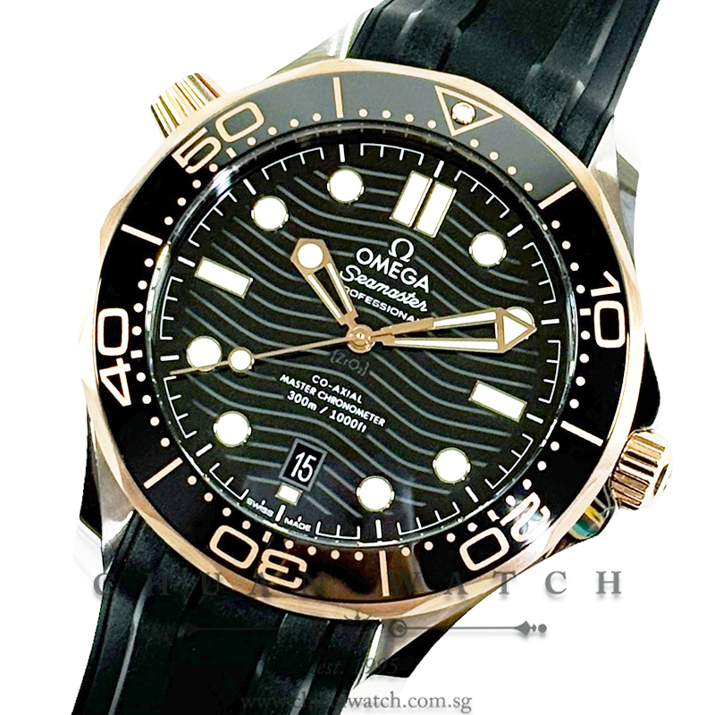 Omega Seamaster Diver 300M Co-Axial Master Chronometer Two-Tone 42mm 210.22.42.20.01.002 Black