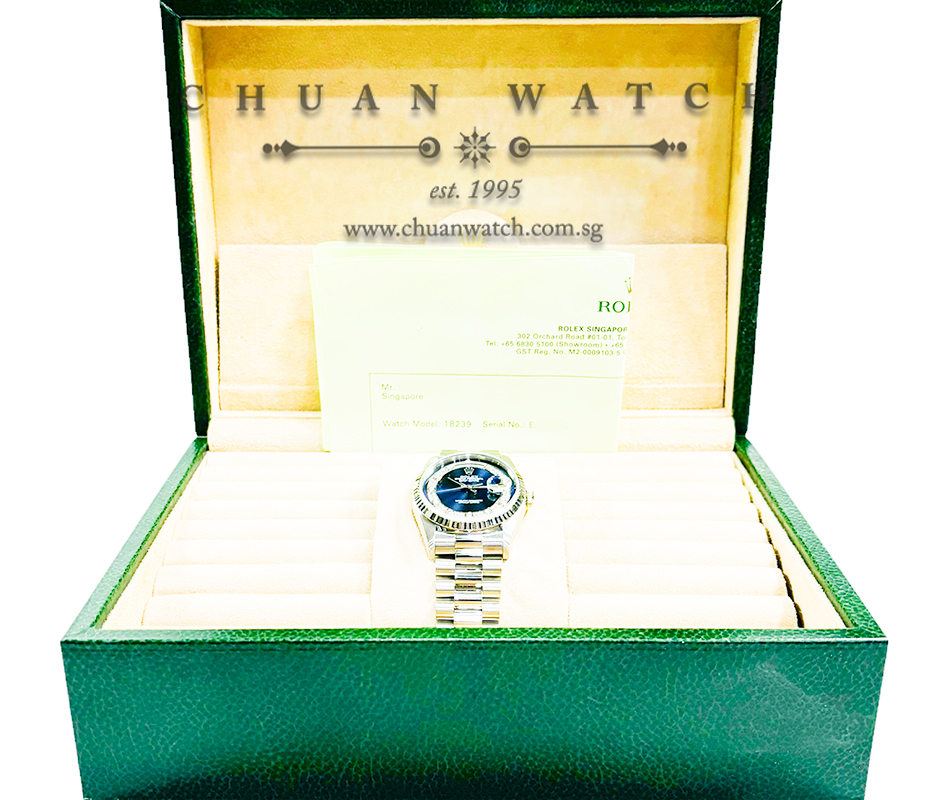 Rolex Day-Date President White Gold 36mm 18239 Blue Myriad Diamonds - Discontinued - Image 4