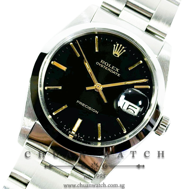 Rolex Vintage Oysterdate Precision 34mm 6694 Black Index Tritium - Discontinued