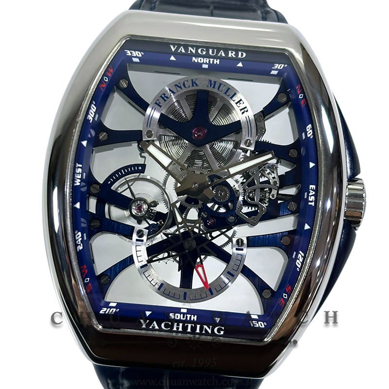 Franck Muller Vanguard Yachting Anchor Skeleton 7-Days Steel Blue V 45 S6 SQT ANC AC BL