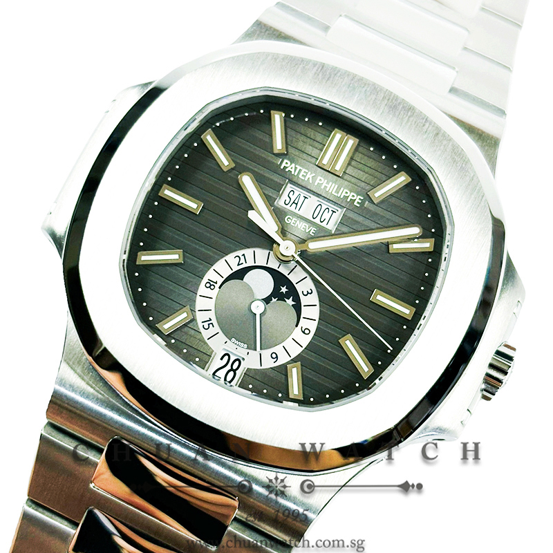 Patek Philippe Nautilus Annual Calendar MoonPhase Steel 40.5mm 5726/1A-001 Black - Discontinued
