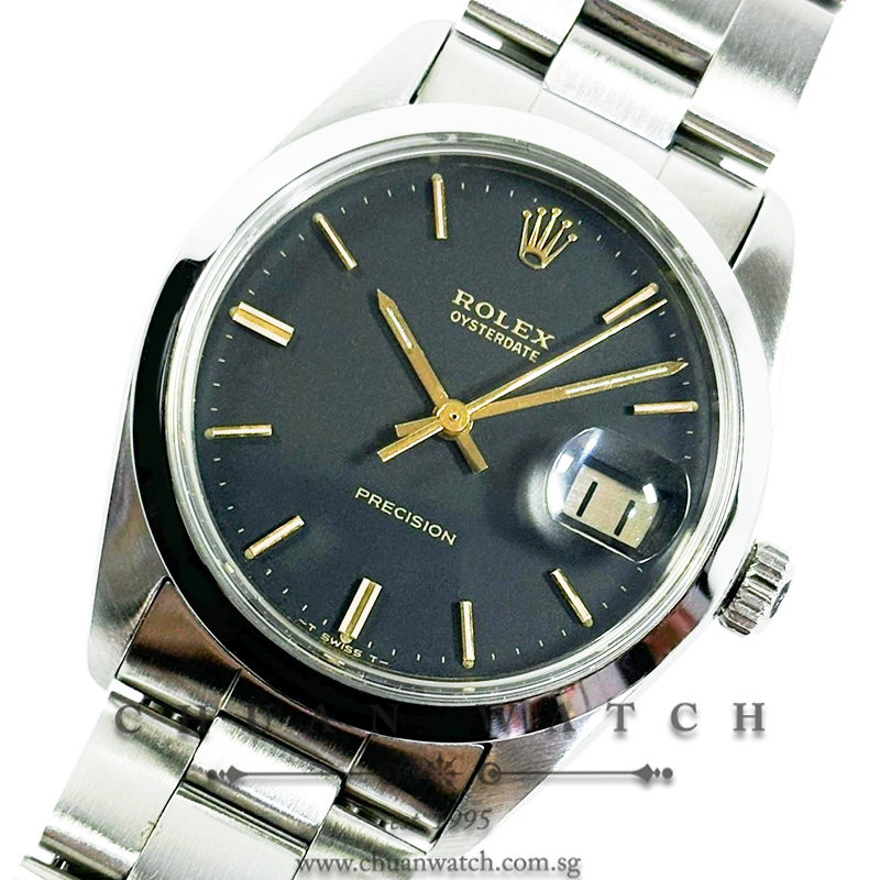 Rolex Vintage Oysterdate Precision 34mm 6694 Matte Black Index Tritium - Discontinued