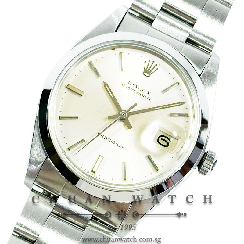 Rolex Vintage Oysterdate Precision 34mm 6694 Silver Index Tritium - Discontinued