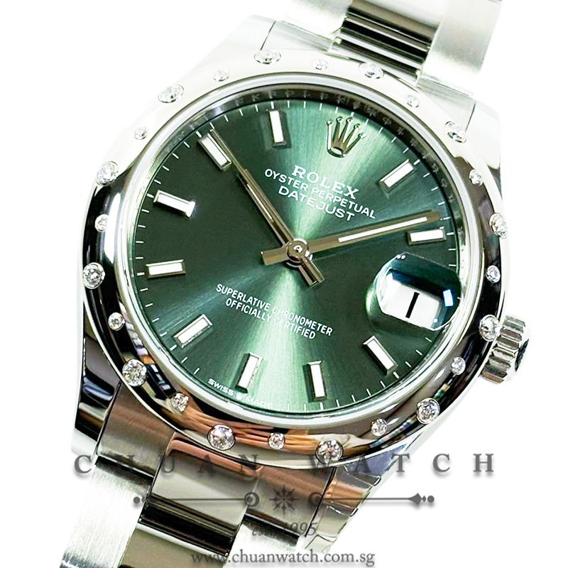 Rolex DateJust 31 278344RBR Mint Green Index