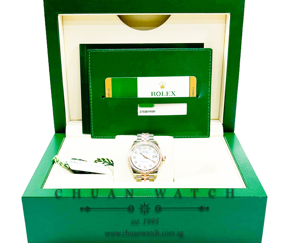 Rolex Lady-DateJust Two-Tone 28mm 279381RBR White MOP Diamonds - Image 4