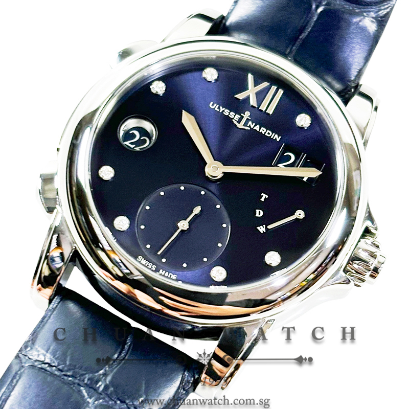 Ulysse Nardin Classico Lady Dual Time Blue Diamonds 37mm 3243-222/393 - Discontinued