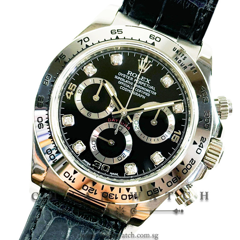 Rolex Cosmograph Daytona White Gold 116519 Black Diamonds - Discontinued