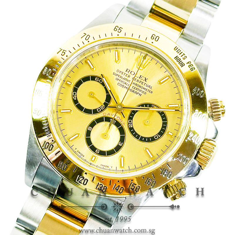 Rolex Cosmograph 'Zenith' Daytona Two-Tone 16523 Champagne Index Tritium - Discontinued