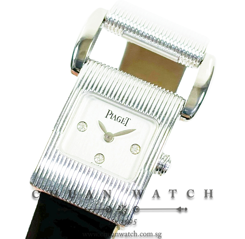 Piaget Miss Protocole White Gold Quartz 17mm 5221 Silver Diamonds - Discontinued
