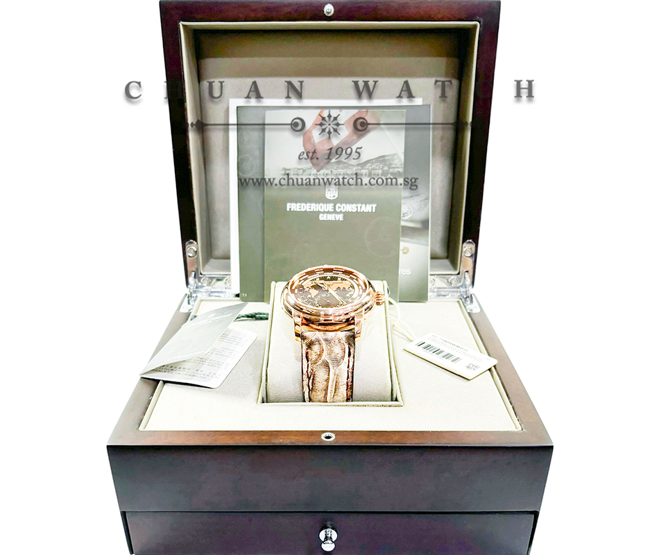 Frederique Constant Classic Manufacture Worldtimer Gold-Steel 42mm FC-718BRWM4H4 Brown - Discontinued - Image 4
