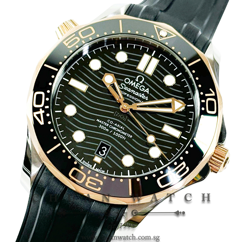 Omega Seamaster Diver 300M Co-Axial Master Chronometer Two-Tone 42mm 210.22.42.20.01.002 Black