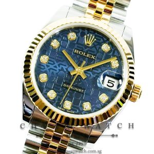 Rolex Boys' DateJust Two-Tone 31mm 178273 Blue Jubilee Diamonds - Discontinued