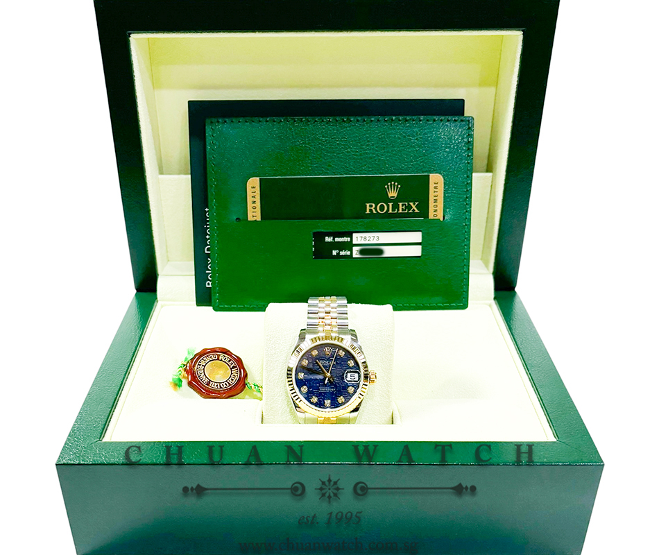 Rolex Boys' DateJust Two-Tone 31mm 178273 Blue Jubilee Diamonds - Discontinued - Image 4
