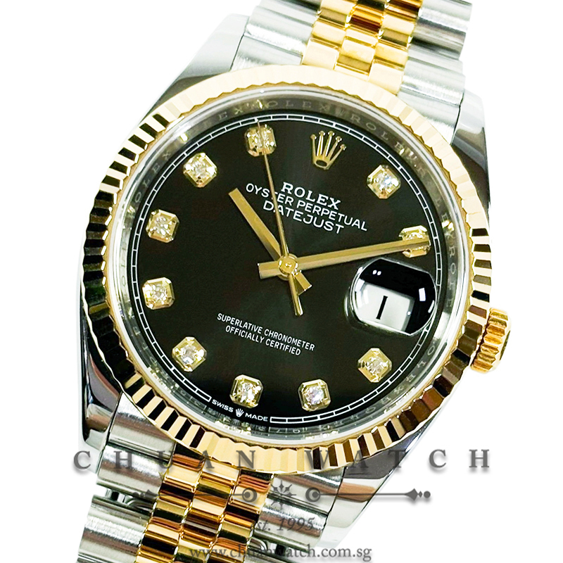 Rolex DateJust 36 Jubilee Two-Tone 126233 Black Diamonds