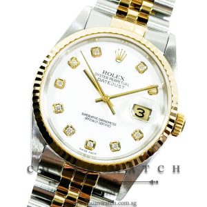 Rolex Gents' DateJust Two-Tone 36mm 16233 White Diamonds (Reconditioned) - Discontinued