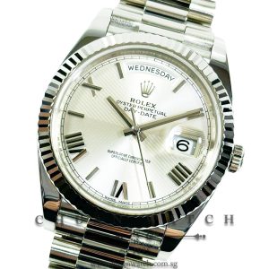 Rolex Day-Date 40 President White Gold 228239 Silver Quadrant Roman - Discontinued