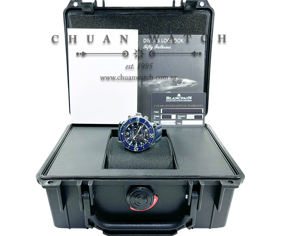 Blancpain Fifty Fathoms Flyback Chronograph Complete Calendar MoonPhase Blue 45mm 5066F-1140-52B - Image 4