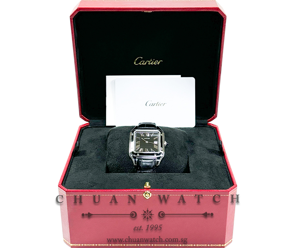 Cartier Santos-Dumont Large Manual-Winding Black Lacquer 31.4mm WSSA0046 - Image 4