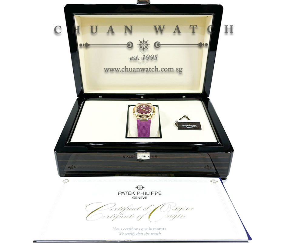 Patek Philippe Nautilus Quartz Rose Gold Diamonds 32mm 7010R-013 Purple - Image 4