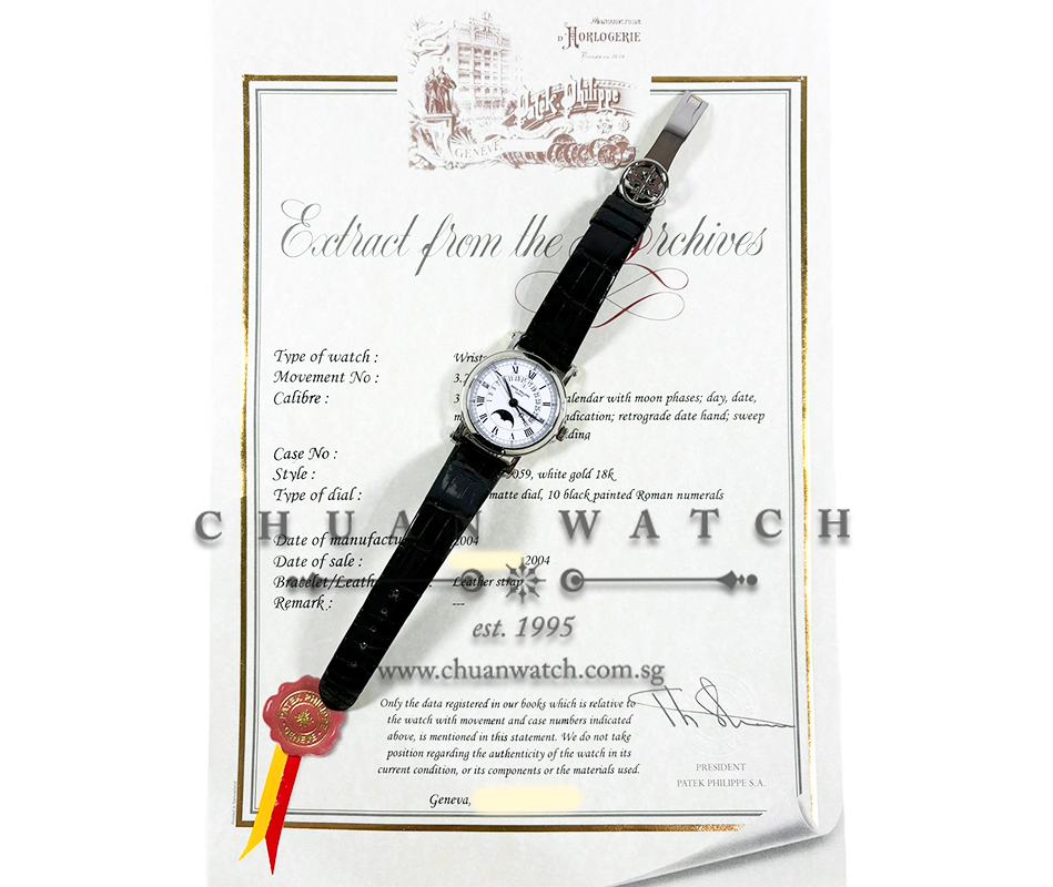Patek Philippe Retrograde Perpetual Calendar MoonPhase White Gold 36mm 5059 - Discontinued - Image 4
