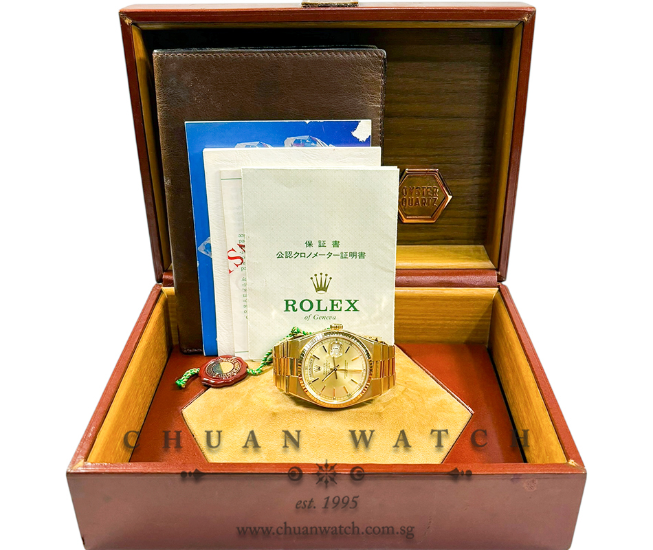 Rolex Vintage OysterQuartz Day-Date President Yellow Gold 36mm 19018 Champagne Index Tritium - Discontinued - Image 4