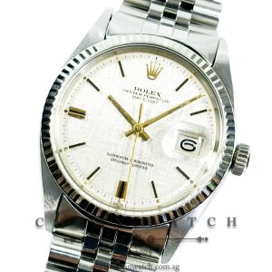 Rolex Vintage Gents' DateJust 36mm 1601 Silver 'Pie-Pan' Linen Index Tritium - Discontinued