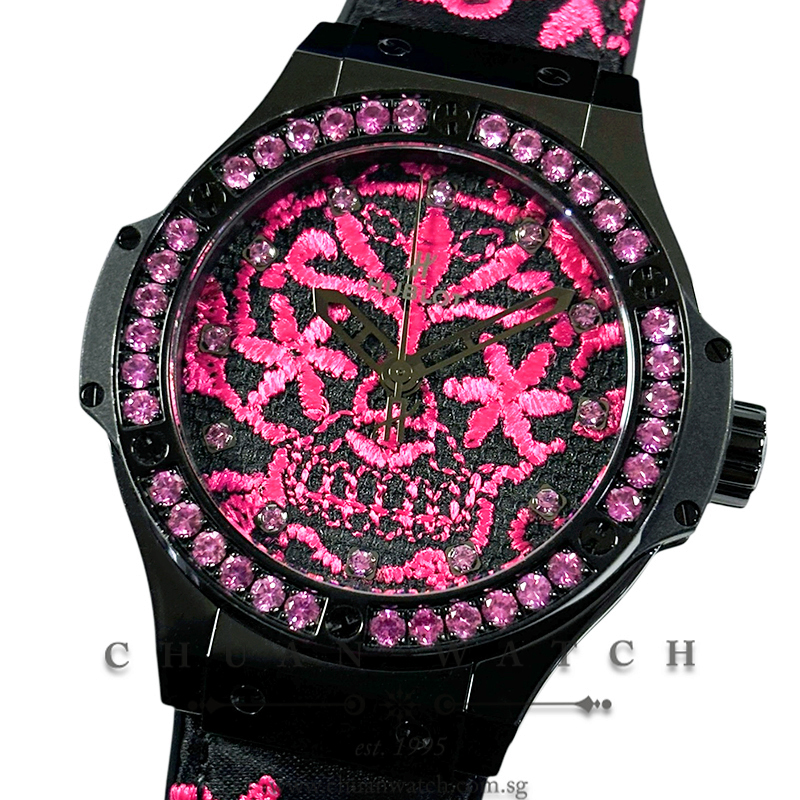 Hublot Big Bang Broderie 'Sugar Skull' Fluo Hot Pink Black Ceramic 41mm 343.CP.6590.NR.1233 (Limited Edition of 100 Pieces Only)