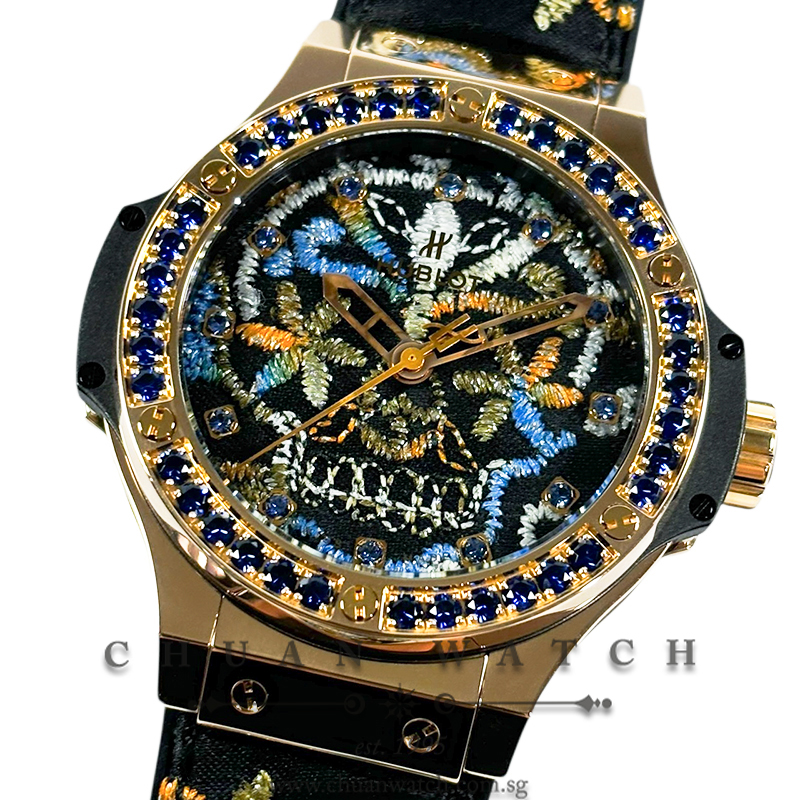 Hublot Big Bang Broderie 'Sugar Skull' Rose Gold Blue Sapphires 41mm 343.PS.6599.NR.1201 (Limited Edition of 200 Pieces Only)